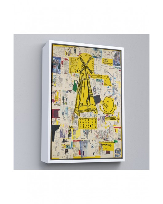 Çerçeveli Jean-Michel Basquiat - Yel Değirmeni Tablosu - Windmill-7383