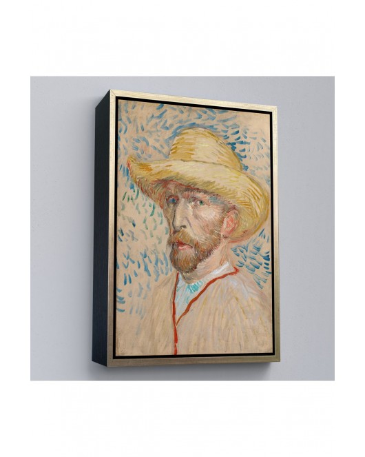 Çerçeveli Vincent Van Gogh - Hasır Şapkalı Otoportre Tablosu-7462