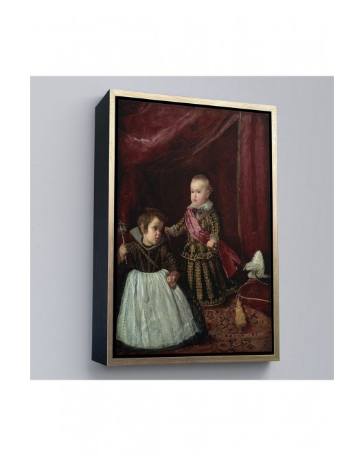 Çerçeveli Diego Velázquez - Prens Balthasar Charles Cüceyle Birlikte Tablo-7282
