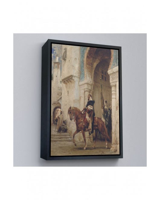 Çerçeveli Henri ÉMilien Rousseau - Saraydan Ayrılan Süvari Tablosu - Horseman Leaving À Palace-7330