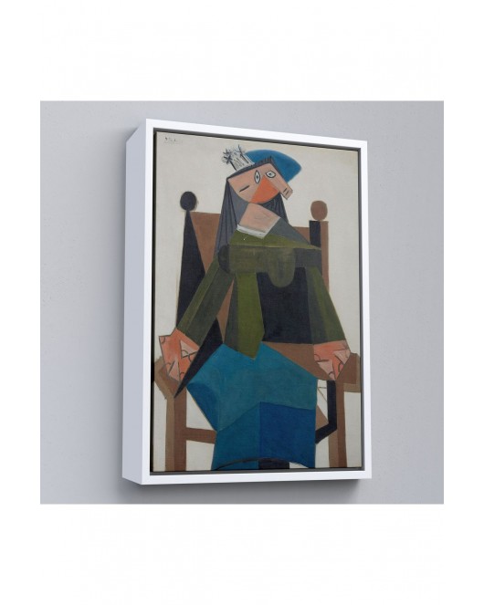 Çerçeveli Pablo Picasso - Koltukta Oturan Soyut Kadın Tablosu-7295