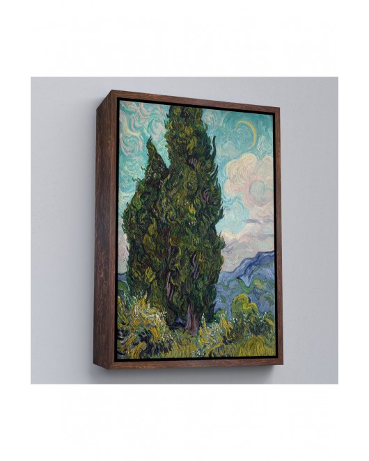 Çerçeveli Vincent Van Gogh - Selviler Tablosu - Cypresses-7475