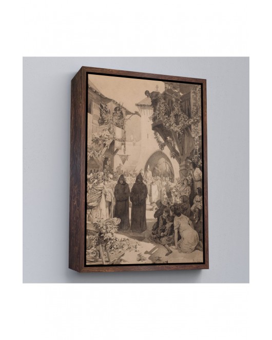 Çerçeveli Alphonse Mucha - İmparator Lothair Ve Masum Papa Tablo-7342