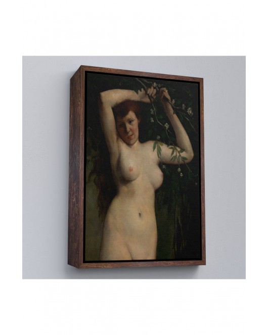 Çerçeveli Gustave Courbet - Dallara Tutunan Nü Kadın Tablosu-7364