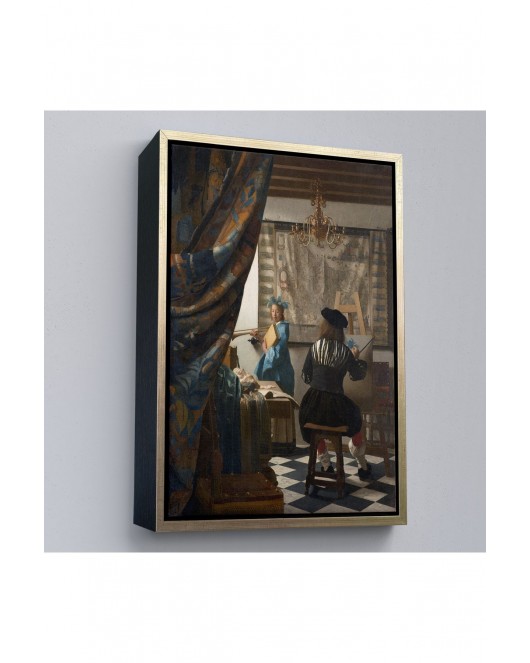 Çerçeveli Johannes Vermeer - Resim Çizme Tablosu-7422