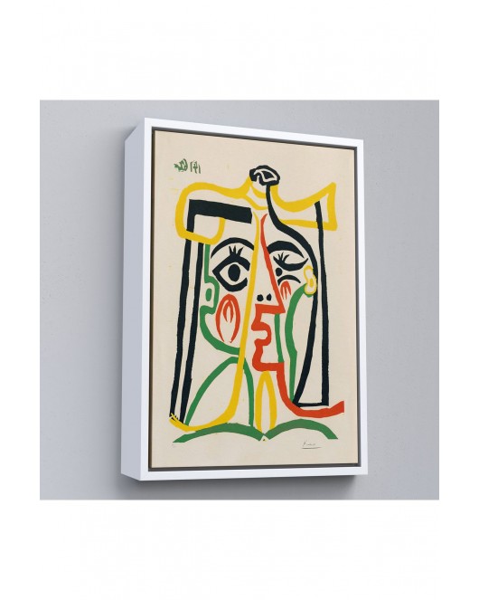 Çerçeveli Pablo Picasso - Jacqueline'İn Hasır Şapkalı Tablo-7419