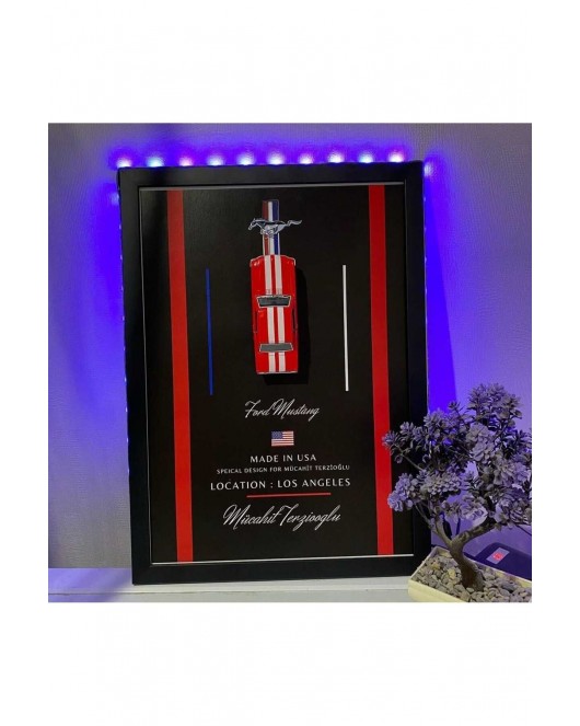 Ford Mustang Kırmızı A3 Tablo 42 x 29,7 cm (Led dahil değildir)