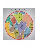 Türkiye Haritası Kanvas Tablo İl ve İlçeli Ayrıntılı Eğitici Komşulu Tablo 3006