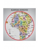 Türkçe Dünya Haritası Ayrıntılı Eğitici Sembollü Bayraklı Dekoratif Kanvas Tablo 2846