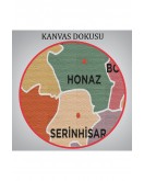 Denizli İli ve İlçeler Haritası Dekoratif Kanvas Tablo 1319