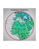 Türkçe Detaylı Dünya Haritası Dekoratif Renkli Zeminli Kanvas Tablo 1709