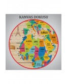 Ahşap Görünümlü Dünya Haritası Dekoratif Kanvas Tablo 2099