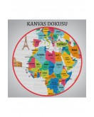 Dünya Haritası Dekoratif Kanvas Tablo Ülke ve Başkentli Öğretici ve Sembollü 2317