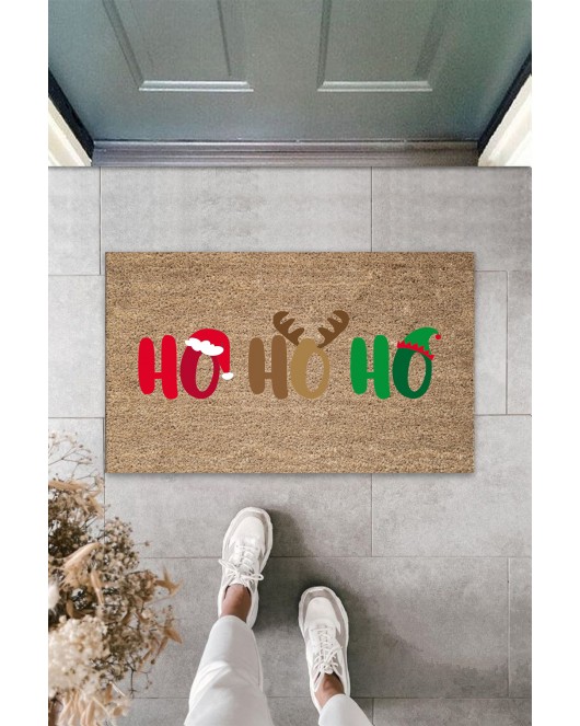 K&G foot rest Dekoratif Dijital Ho Ho Ho Yazılı Kahve Renk Kapı Paspası Dış Mekan Paspas