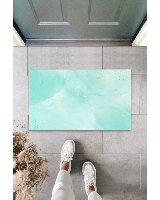 K&G foot rest Dekoratif Dijital Modern Turkuaz Mavi Kapı Paspası Dış Mekan Paspas