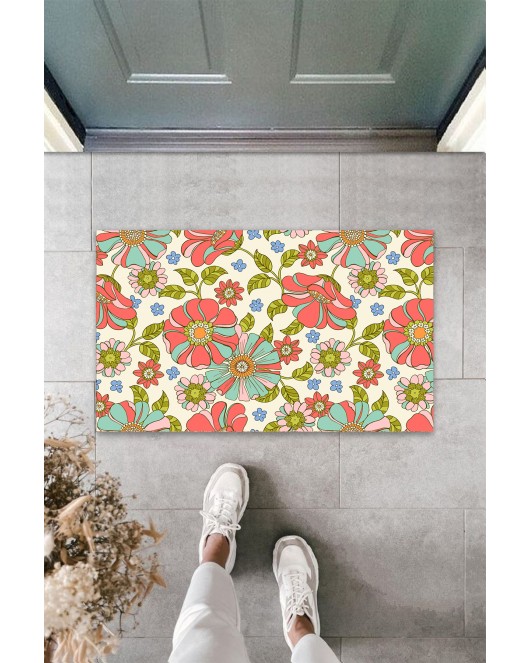 K&G foot rest Dekoratif Dijital Soft Çiçekler Gül Kurusu Kapı Paspası Dış Mekan Paspas