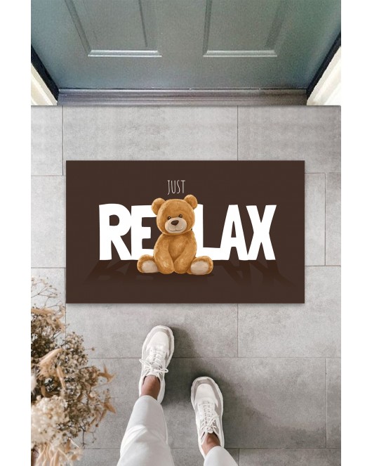 K&G foot rest Dış ve İç Mekan Kahve Renk Kapı Önü Paspası Just Relax Ayıcık Desen Paspas