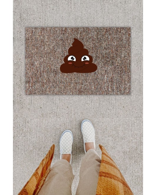 K&G foot rest Dijital Baskı Dekoratif Kaka Emoji Gri Kapı Önü Paspası