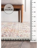 Vintage Desenli Halı, Pamuk Dokuma Pamuklu Taban Dekoratif Halı Kilim 24