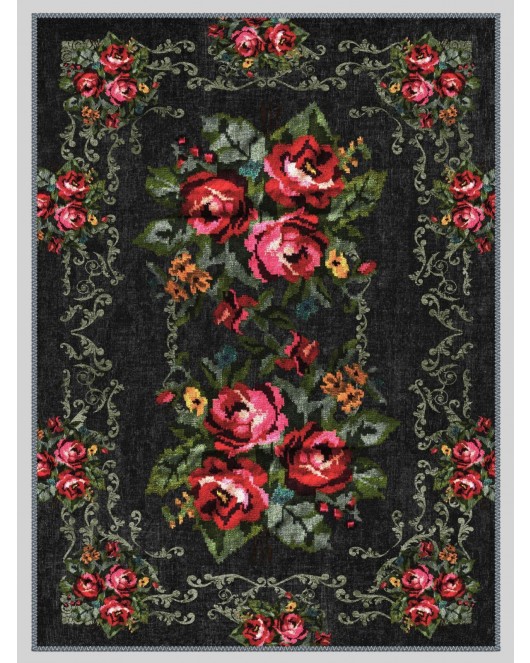 Vintage Desenli Halı, Pamuk Dokuma Pamuklu Taban Dekoratif Halı Kilim 15