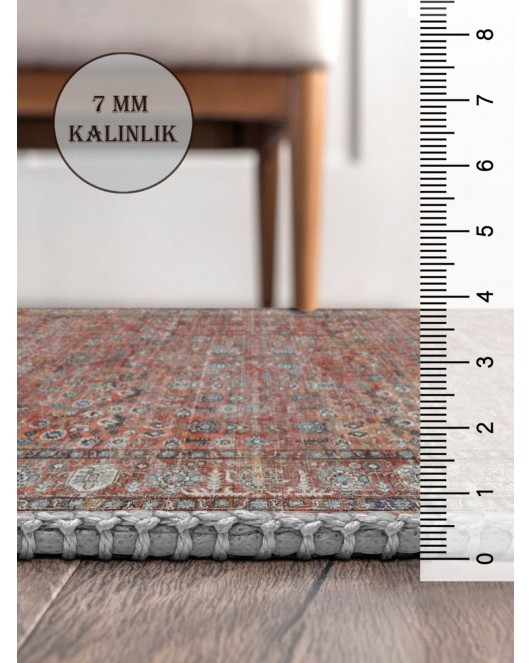 Vintage Desenli Halı, Pamuk Dokuma Pamuklu Taban Dekoratif Halı Kilim 35