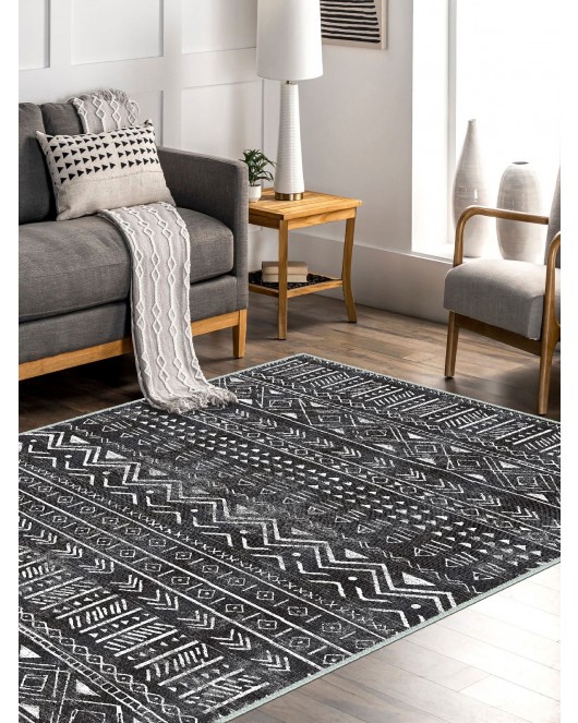 Vintage Desenli Halı, Pamuk Dokuma Pamuklu Taban Dekoratif Halı Kilim 45