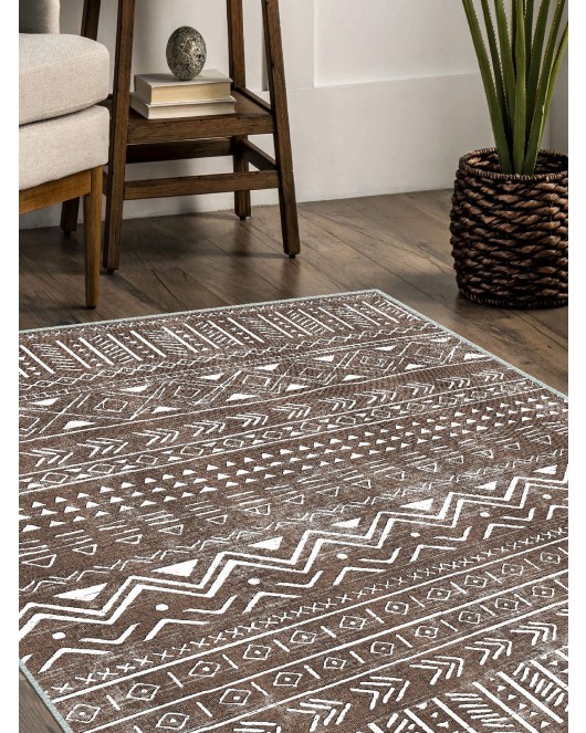 Vintage Desenli Halı, Pamuk Dokuma Pamuklu Taban Dekoratif Halı Kilim 47