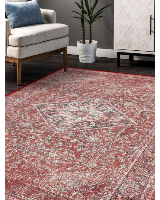 Vintage Desenli Halı, Pamuk Dokuma Pamuklu Taban Dekoratif Halı Kilim 83