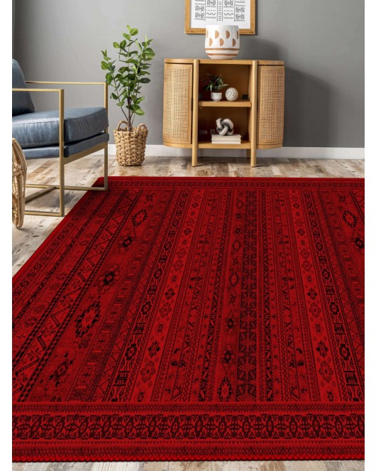 Vintage Desenli Halı, Pamuk Dokuma Pamuklu Taban Dekoratif Halı Kilim 90