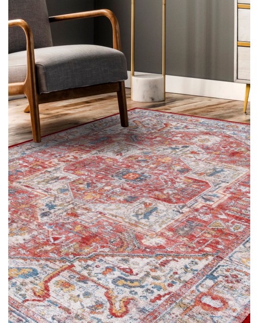 Vintage Desenli Halı, Pamuk Dokuma Pamuklu Taban Dekoratif Halı Kilim 93