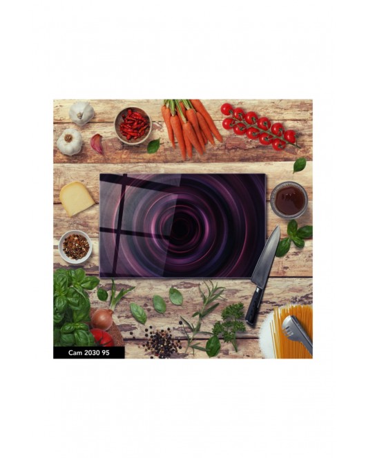 Antibakteriyel Cam Kesme Tahtası | Baskılı Kesim Tablası | 25 x 35 cm