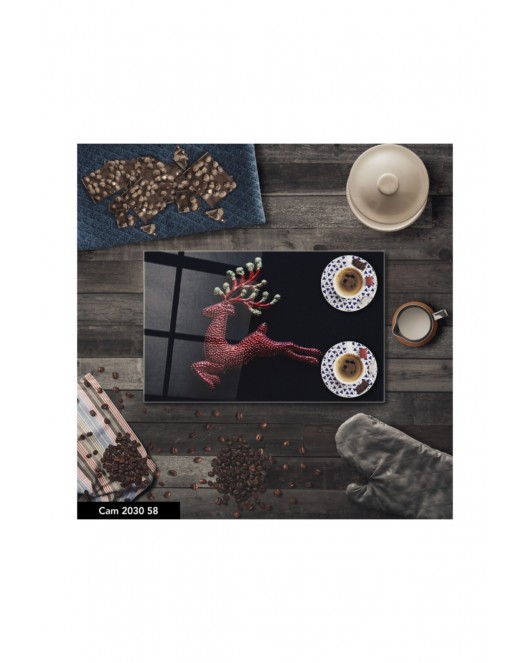 Antibakteriyel Cam Kesme Tahtası | Baskılı Kesim Tablası | 25 x 35 cm
