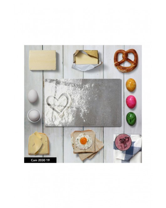 Antibakteriyel Cam Kesme Tahtası | Baskılı Kesim Tablası | 25 x 35 cm