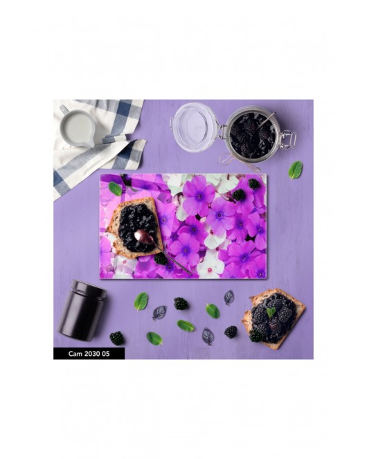 Antibakteriyel Cam Kesme Tahtası | Baskılı Kesim Tablası | 25 x 35 cm