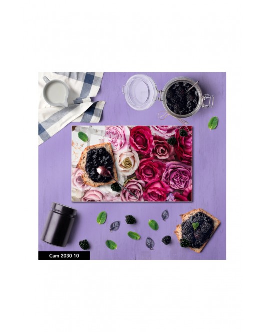 Antibakteriyel Cam Kesme Tahtası | Baskılı Kesim Tablası | 25 x 35 cm