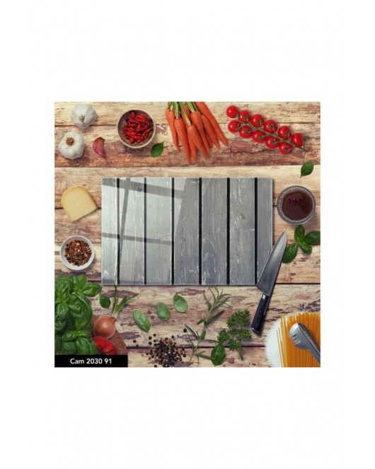 Antibakteriyel Cam Kesme Tahtası -Baskılı Kesim Tablası 25 x 35 cm