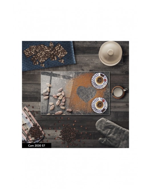 Antibakteriyel Cam Kesme Tahtası | Baskılı Kesim Tablası | 25 x 35 cm