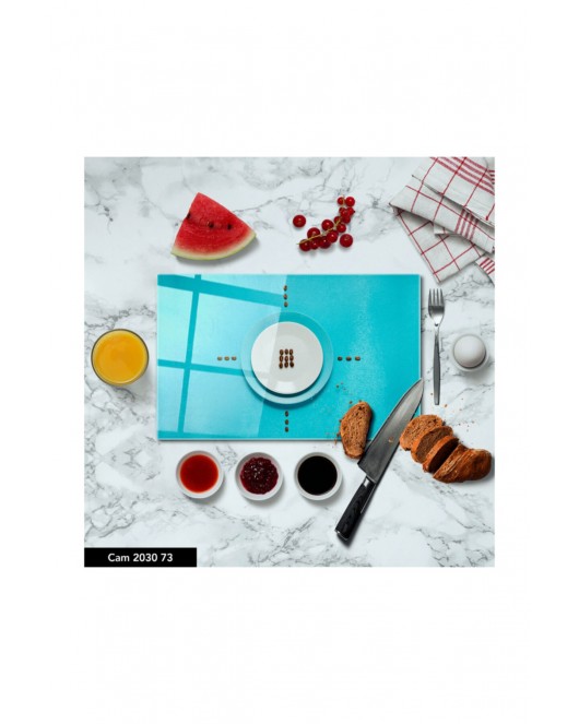 Antibakteriyel Cam Kesme Tahtası Baskılı Kesim Tablası 25 x 35 cm