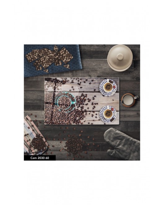 Antibakteriyel Cam Kesme Tahtası | Baskılı Kesim Tablası | 25 x 35 cm