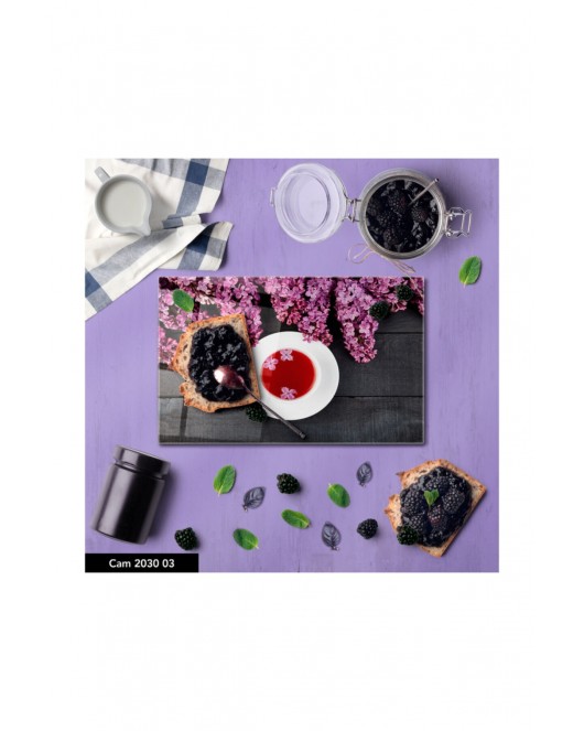Antibakteriyel Cam Kesme Tahtası | Baskılı Kesim Tablası | 25 x 35 cm
