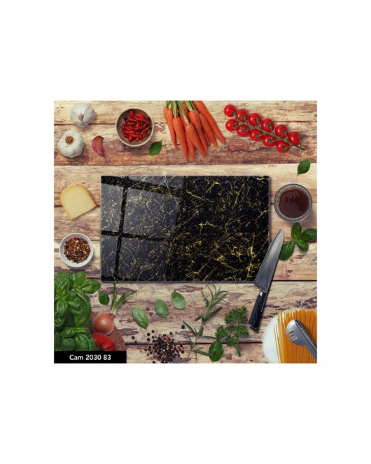 Antibakteriyel Cam Kesme Tahtası | Baskılı Kesim Tablası | 25 x 35 cm