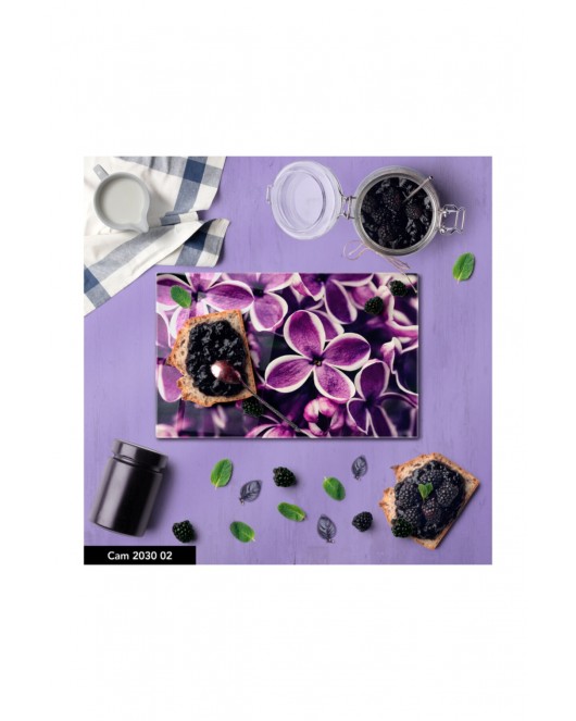 Antibakteriyel Cam Kesme Tahtası Baskılı Kesim Tablası 25 x 35 cm