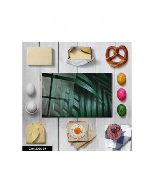 Antibakteriyel Cam Kesme Tahtası | Baskılı Kesim Tablası | 25 x 35 cm