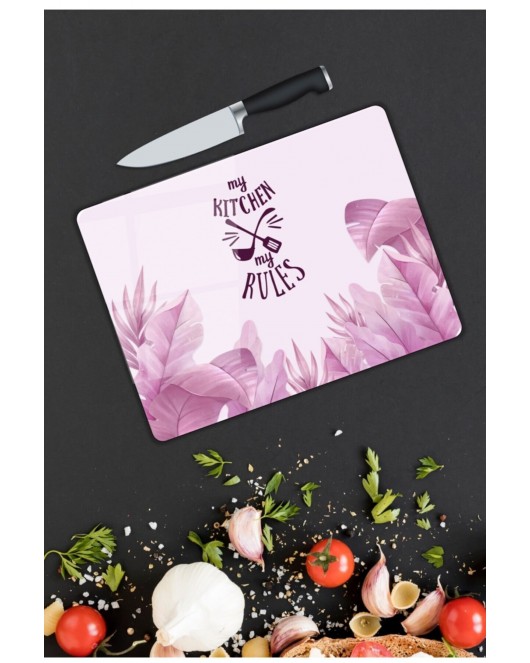 My Kitchen My Rules Cam Kesme Tahtası 25 x 35 cm
