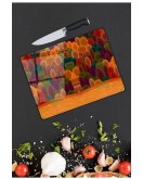 Renkli Ağaçlar Cam Kesme Tahtası 25 x 35 cm