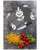 Beyaz Çiçekler Cam Kesme Tahtası 25 x 35 cm