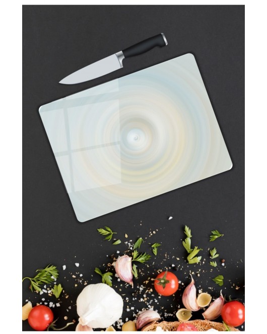 Renkli Halkalar Cam Kesme Tahtası 25 x 35 cm