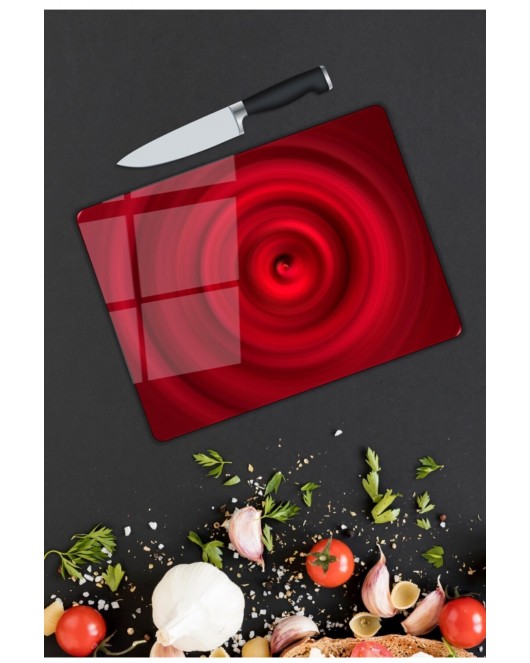 Kırmızı Cam Kesme Tahtası 25 x 35 cm