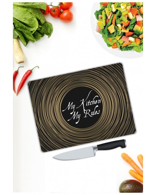 My Kitchen My Rules Cam Kesme Tahtası 25 x 35 cm
