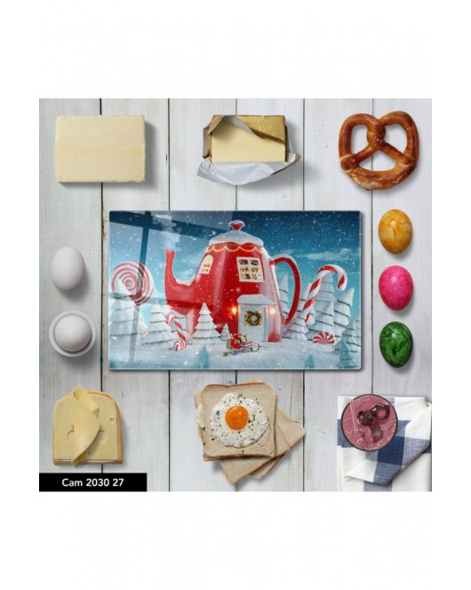 Baskılı Cam Kesme Tahtası |temperli Cam | 25 x 35 cm